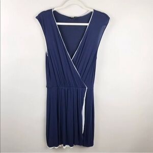 ASOS Faux Wrap Navy Blue Surplice Jersey Dress